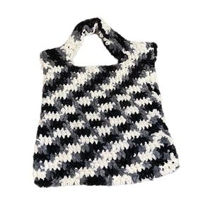 Crochet Tote Bag Black, White and Grey Hand Made